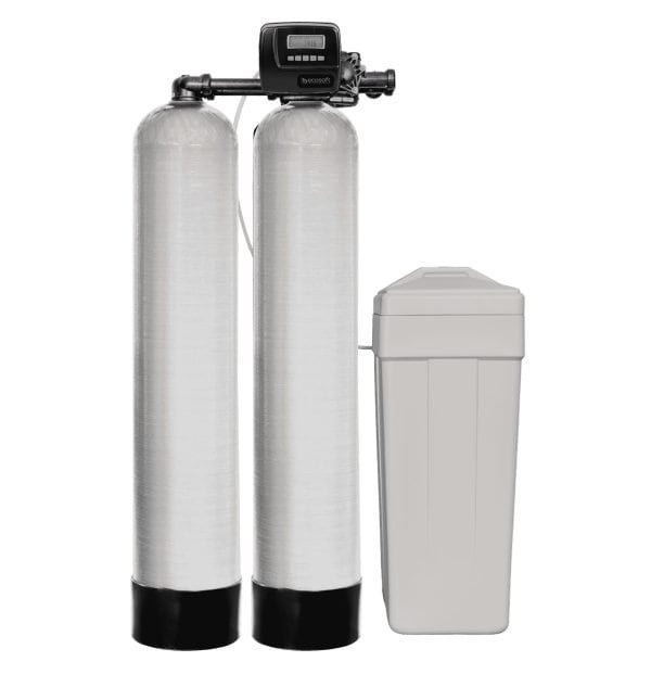 Dual water softener filtration system with digital control panel for clean, mineral-free water - ideal for residential and commercial use.