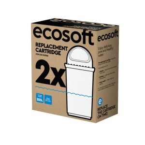Ecosoft replacement cartridge box for jug water filters, 2-pack, suitable for 350L capacity, eco-friendly water filter accessories, healthy drinking water supply.