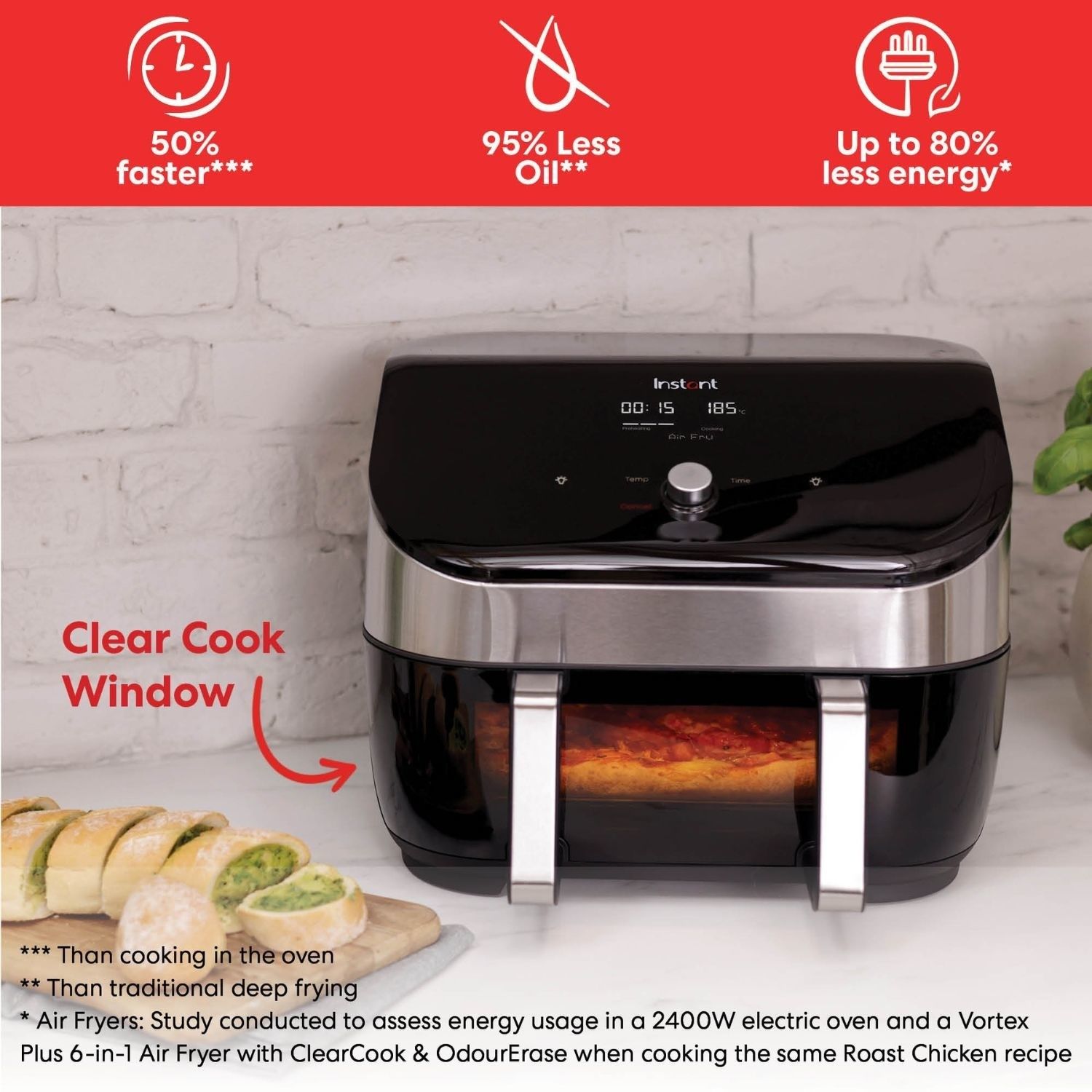 Instant Vortex Plus VersaZone 8.5L oro gruzdintuvė su ClearCook – nerūdijantis plienas — изображение 5