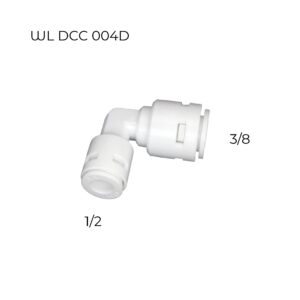 3. Durable white plastic water filter connector with 3/8-inch size, designed for efficient plumbing and filtration systems.