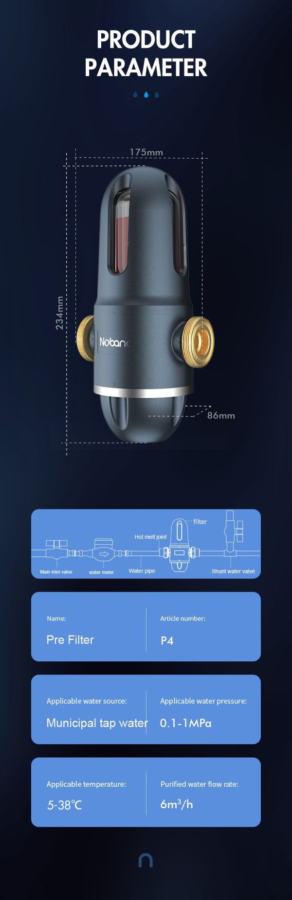 Mechaninis filtras - Nobana P4 6m3/h (išsiplaunantis) — изображение 7