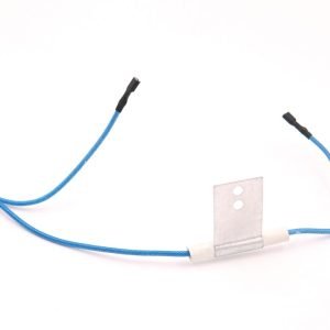 Blue automotive wiring harness with metal mounting bracket for fuel tank sensor.