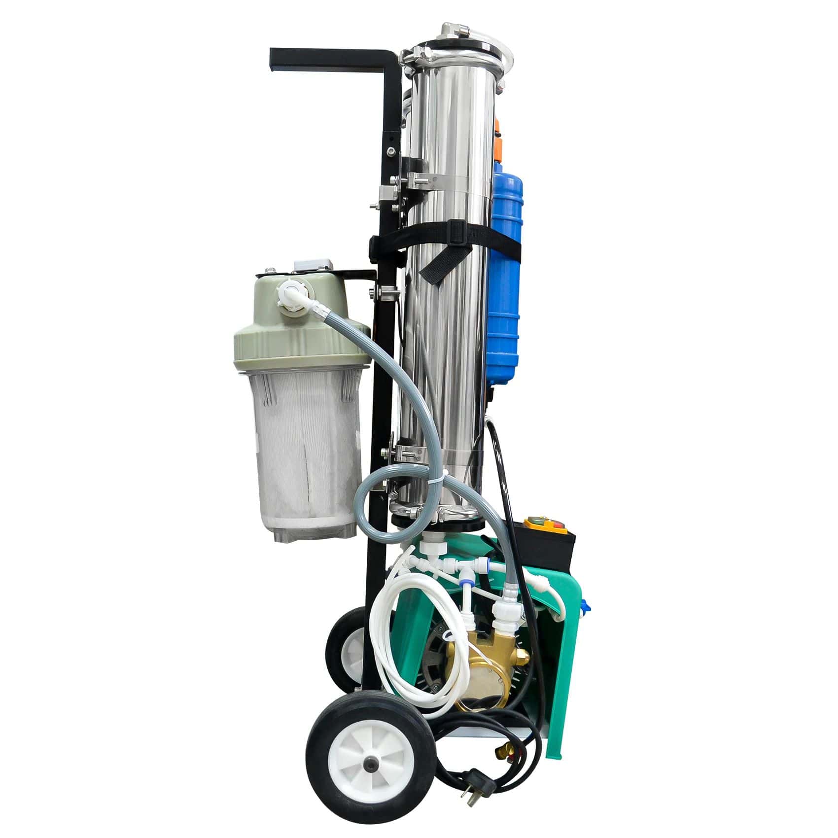 Mobili nerūdijančio plieno dejonizuoto vandens filtravimo sistema su RO membranomis