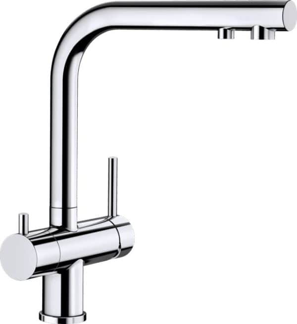 Sleek modern kitchen faucet with a high-arc design and chrome finish for easy cleaning and durability.